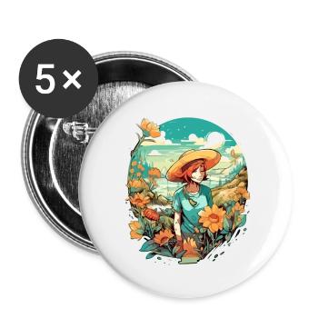 Marie en vacances - Lot de 5 petits badges (25 mm) - blanc - Devant