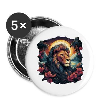 Le Roi Lion dans la jungle avec coucher de soleil - Lot de 5 petits badges (25 mm) - blanc - Devant