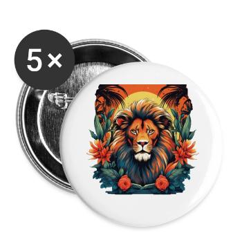Royal splendor: lion motif in the jungle! - Buttons small 1''/25 mm (5-pack) - white - Front