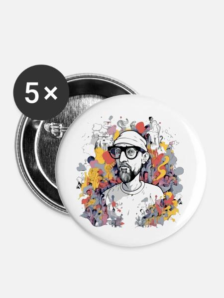 Markieren Sie den Maler - Buttons klein 25 mm (5er Pack) - Weiß
