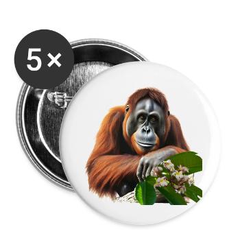 Orangutans often live only in captivity - Buttons small 1''/25 mm (5-pack) - white - Front