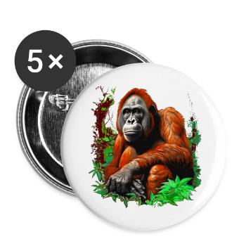 Les orangs-outans peuvent être heureux ou en colère - Lot de 5 petits badges (25 mm) - blanc - Devant