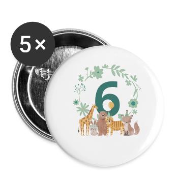 6th Anniversary - Sixth Anniversary Animals - Buttons small 1''/25 mm (5-pack) - white - Front