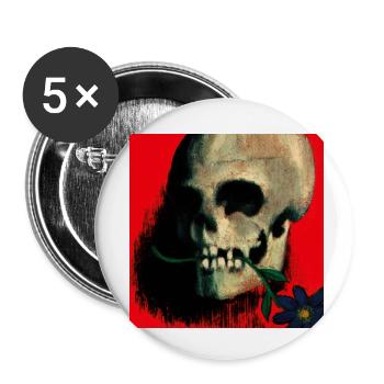 skull red - Buttons small 1''/25 mm (5-pack) - white - Front