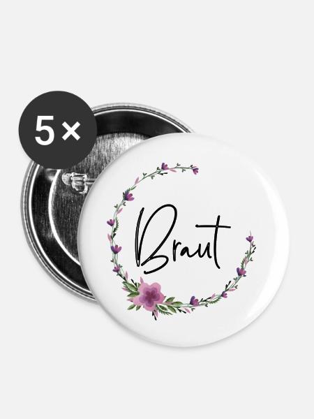 Braut Kranz 1 - Buttons klein 25 mm (5er Pack) - Weiß