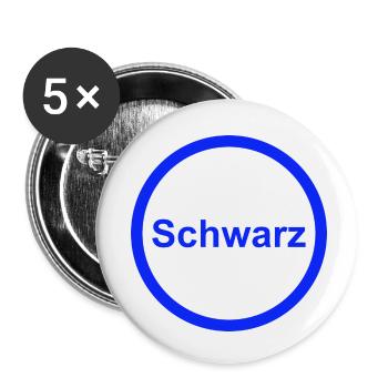 Schwarz - Buttons klein 25 mm (5er Pack) - Weiß - Vorne