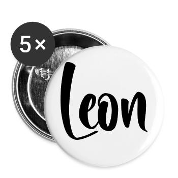 Name - Leon - Buttons small 1''/25 mm (5-pack) - white - Front