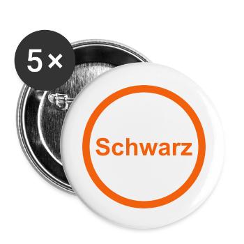 Schwarz - Buttons klein 25 mm (5er Pack) - Weiß - Vorne
