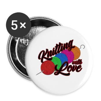 Drôle d’aiguille à tricoter laine Fil de Crochet Cadeau - Lot de 5 petits badges (25 mm) - blanc - Devant