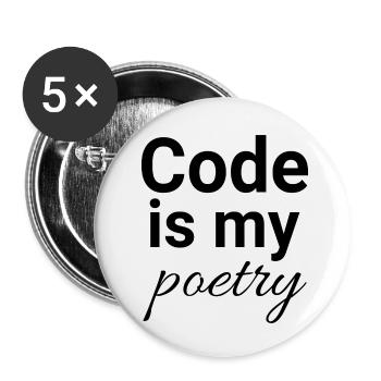 Code is my poetry - Buttons klein 25 mm (5er Pack) - Weiß - Vorne