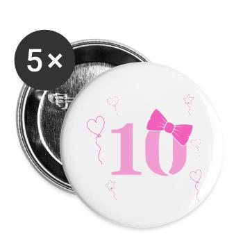 10th birthday girl - Buttons small 1''/25 mm (5-pack) - white - Front