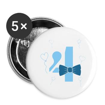 4e anniversaire garçon - Lot de 5 petits badges (25 mm) - blanc - Devant