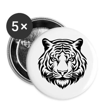 Tigre Big Cat - Lot de 5 petits badges (25 mm) - blanc - Devant