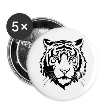 Tigre Big Cat - Lot de 5 petits badges (25 mm) - blanc - Devant