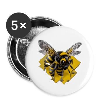 Bienen Liebe - Buttons klein 25 mm (5er Pack) - Weiß - Vorne