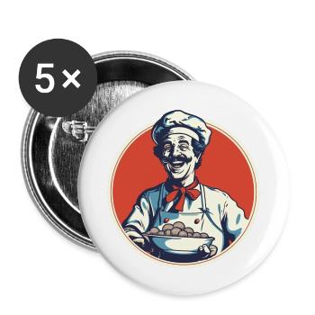 Chef italien - Lot de 5 petits badges (25 mm) - blanc - Devant