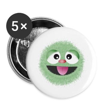 visage de monstre drôle vert menthe câlin - Lot de 5 petits badges (25 mm) - blanc - Devant