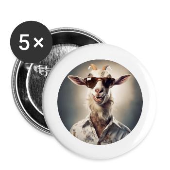 Cheerful hipster goat enjoys life - Buttons small 1''/25 mm (5-pack) - white - Front
