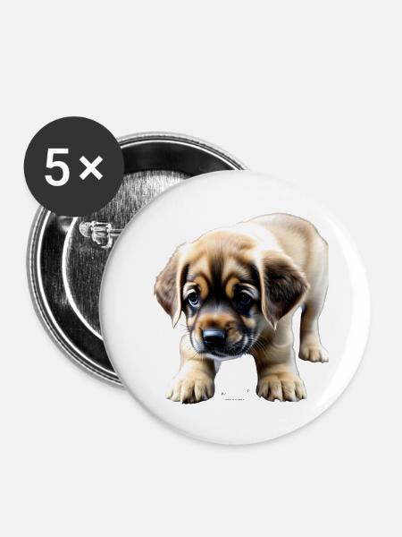 Puppy run - Buttons klein 25 mm (5er Pack) - Weiß