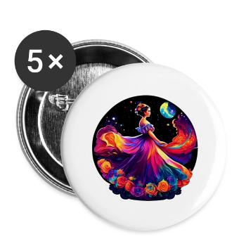 Girl in a colorful dress at night - Buttons klein 25 mm (5er Pack) - Weiß - Vorne