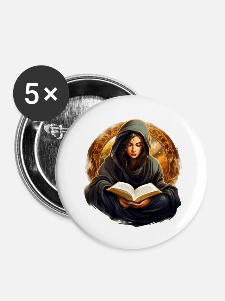 Lesen mit Kuscheldecke - Buttons klein 25 mm (5er Pack) - Weiß