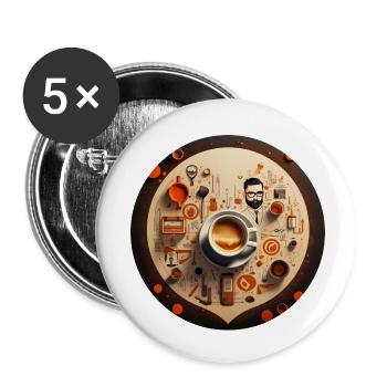 Kaffeegenuss - für jeden Koffeinjunkie - Buttons klein 25 mm (5er Pack) - Weiß - Vorne