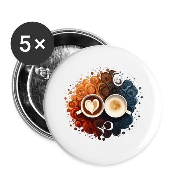 Kaffeezeit - Design für jeden Kaffeegenuss - Buttons klein 25 mm (5er Pack) - Weiß - Vorne