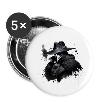 Pestdoktor Krähe - Buttons klein 25 mm (5er Pack) - Weiß - Vorne