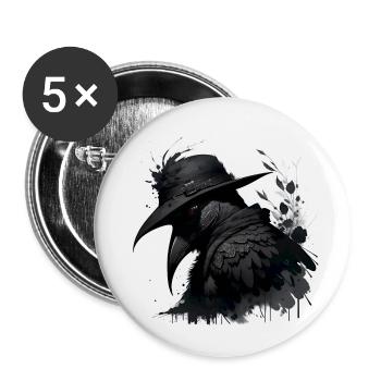 Pestdoktor Krähe - Buttons klein 25 mm (5er Pack) - Weiß - Vorne