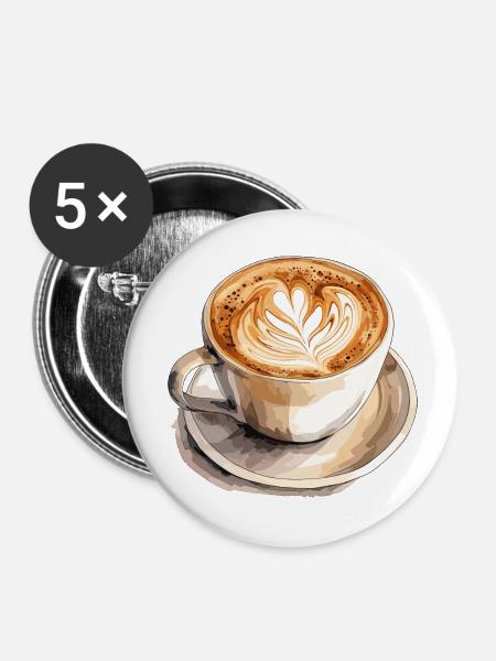 coffee - Buttons klein 25 mm (5er Pack) - Weiß