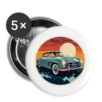 oldtimer Klassik - Buttons klein 25 mm (5er Pack) - Weiß - Vorne