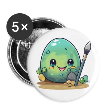 Egg with brush - Buttons small 1''/25 mm (5-pack) - white - Front
