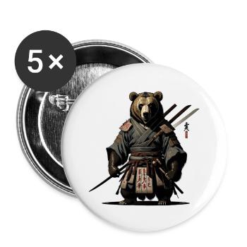 The Ninja Bear - Buttons small 1''/25 mm (5-pack) - white - Front