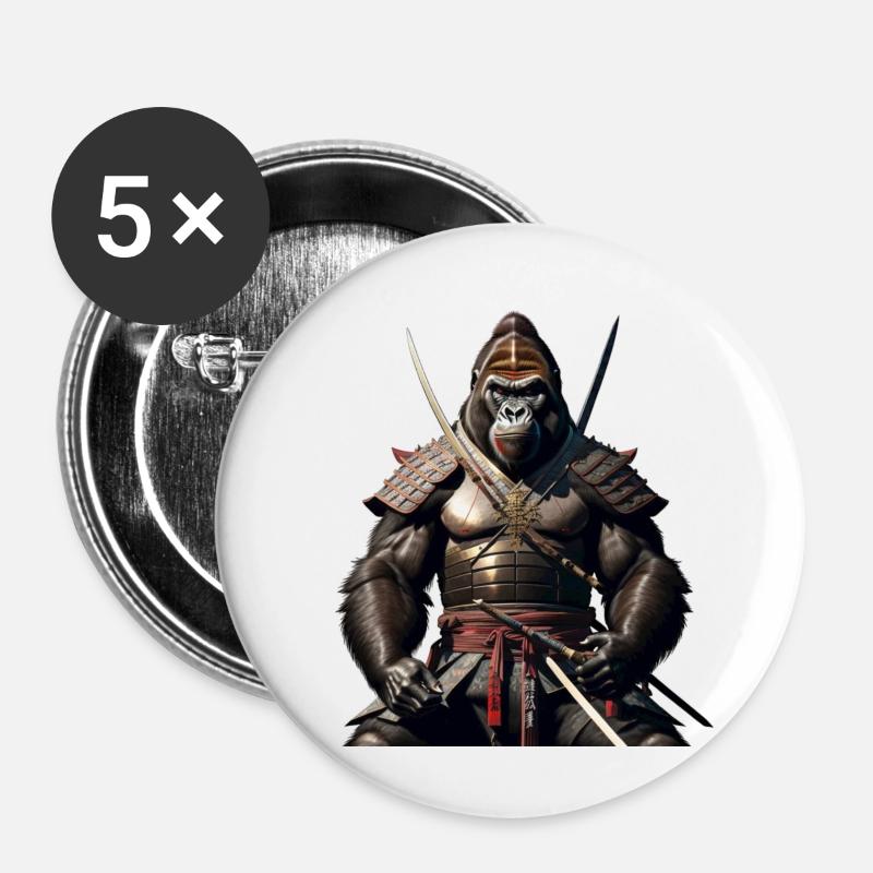 Le Gorille Ninja - Lot de 5 petits badges (25 mm) - blanc