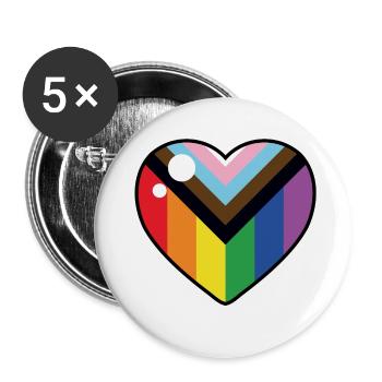 Herz (Progress Pride Flagge) - Buttons klein 25 mm (5er Pack) - Weiß - Vorne