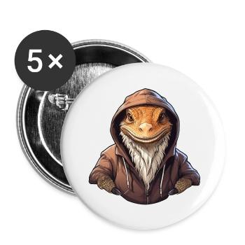Dragon barbu cool en vêtements décontractés - Lot de 5 petits badges (25 mm) - blanc - Devant