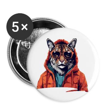 Street style lynx | Lynx lovers - Buttons small 1''/25 mm (5-pack) - white - Front