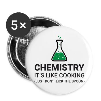 La chimie, c’est comme la cuisine - Lot de 5 petits badges (25 mm) - blanc - Devant