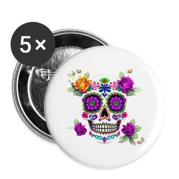 Dia de los Muertos - Buttons klein 25 mm (5er Pack) - Weiß - Vorne