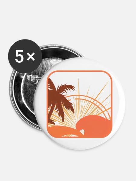 Tropische Landschaft - Buttons klein 25 mm (5er Pack) - Weiß