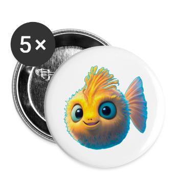 mignon bébé poisson-globe - Lot de 5 petits badges (25 mm) - blanc - Devant