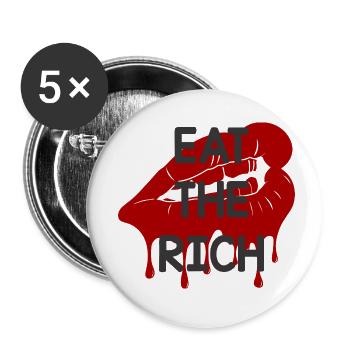 EAT THE RICH - 🍴 - Buttons klein 25 mm (5er Pack) - Weiß - Vorne