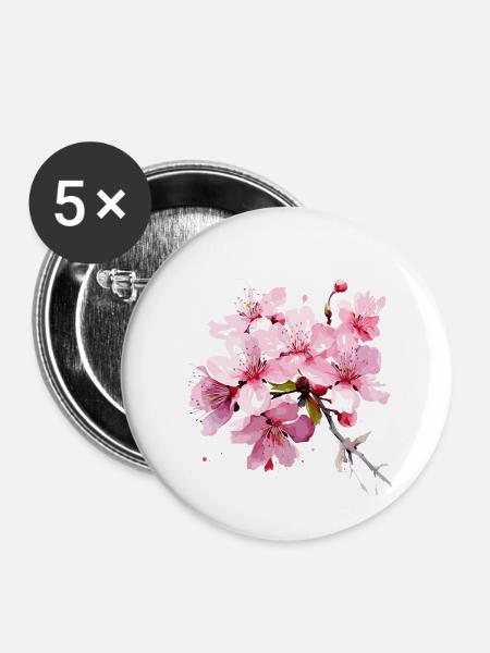Blume - Buttons klein 25 mm (5er Pack) - Weiß