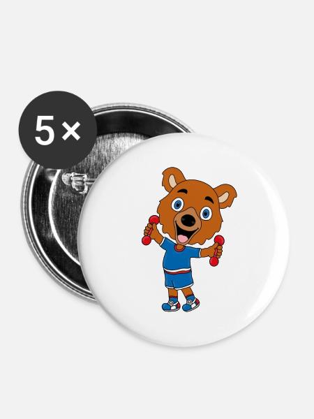 TEDDYBÄR - Buttons klein 25 mm (5er Pack) - Weiß