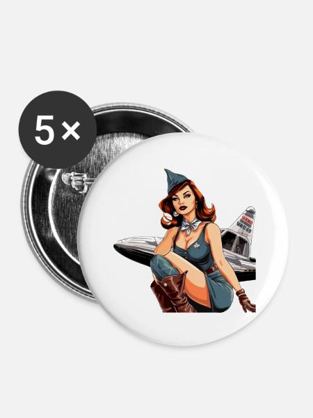 Marine-Stewardess - Buttons klein 25 mm (5er Pack) - Weiß