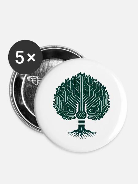 Wikingerbaum des Lebens - Buttons klein 25 mm (5er Pack) - Weiß