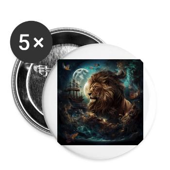 Lion in fantasy world - Buttons small 1''/25 mm (5-pack) - white - Front