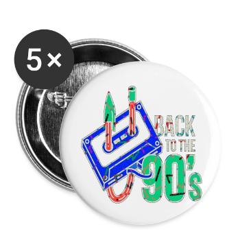 90er Jahre Niedlich 80er Jahre Retro Vintage Lustig Cool Nostalgie - Buttons klein 25 mm (5er Pack) - Weiß - Vorne
