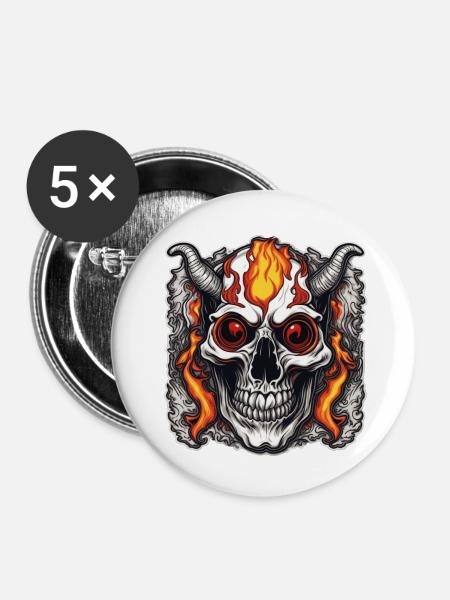 Crazy Horned Fertigkeit - Buttons klein 25 mm (5er Pack) - Weiß