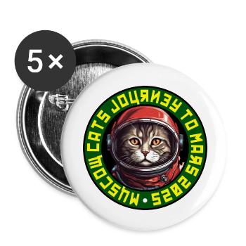 Astronaut Cat Logo 2 - Sowjetisch - Buttons klein 25 mm (5er Pack) - Weiß - Vorne